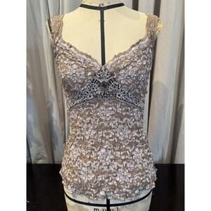 Ann Ferriday Vintage Rare Beaded Pucker Lace Fairy Cami S/M